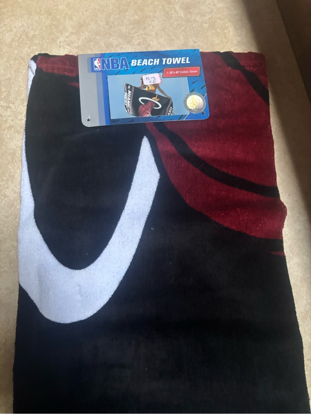 NBA Miami Heat Black, Red & White Beach Towel